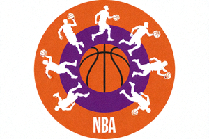 美国职业篮球联赛NBA合作Logo - 篮球与球员剪影
